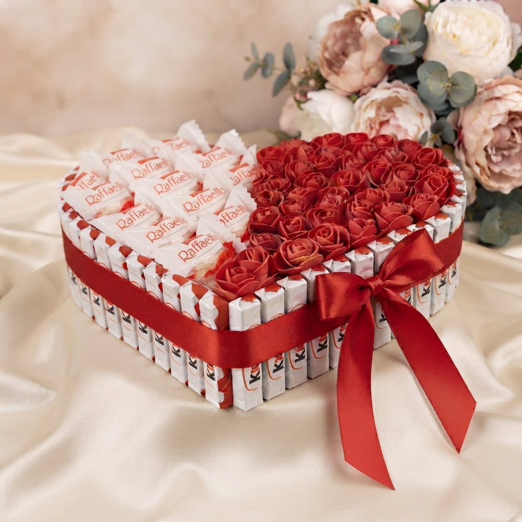 Heart Shape Raffaello Chocolate Hamper – 20cm