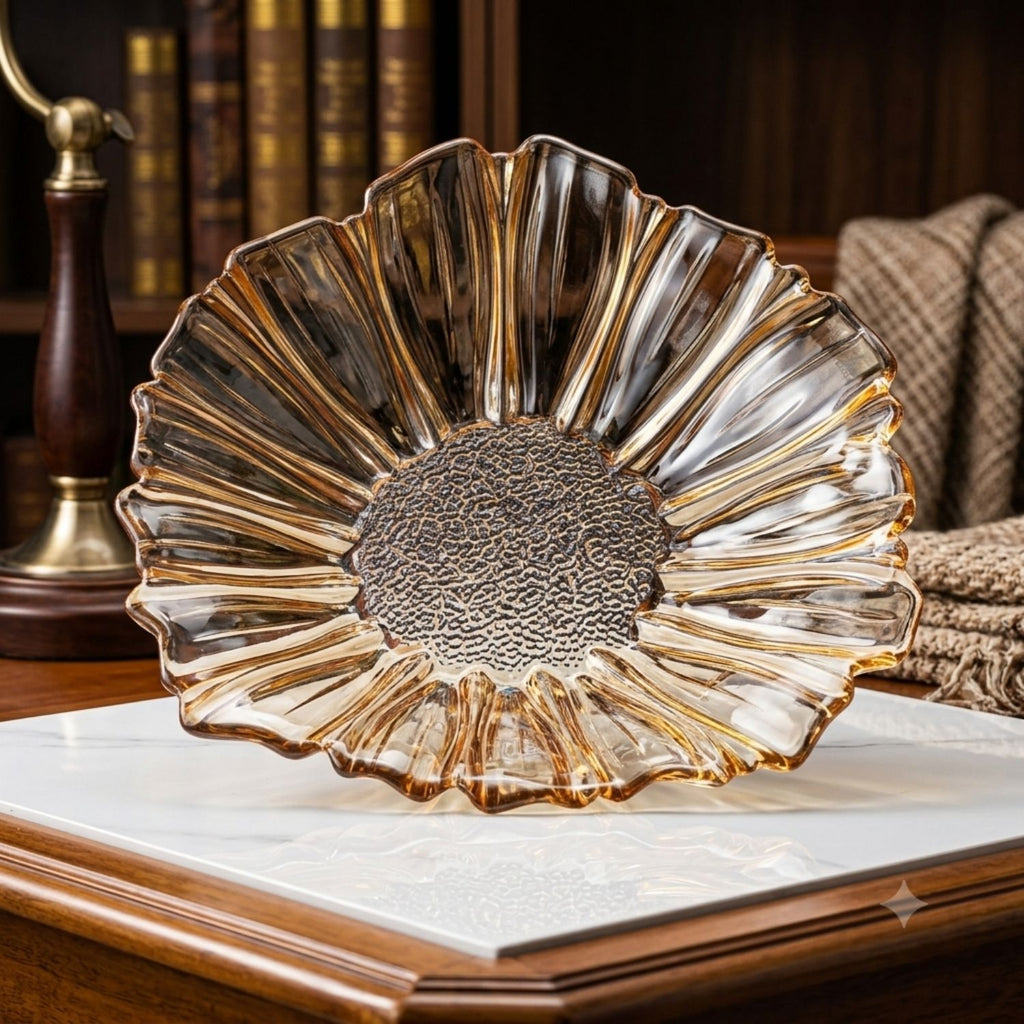 28cm Glass Flower Petal Fruit Bowl