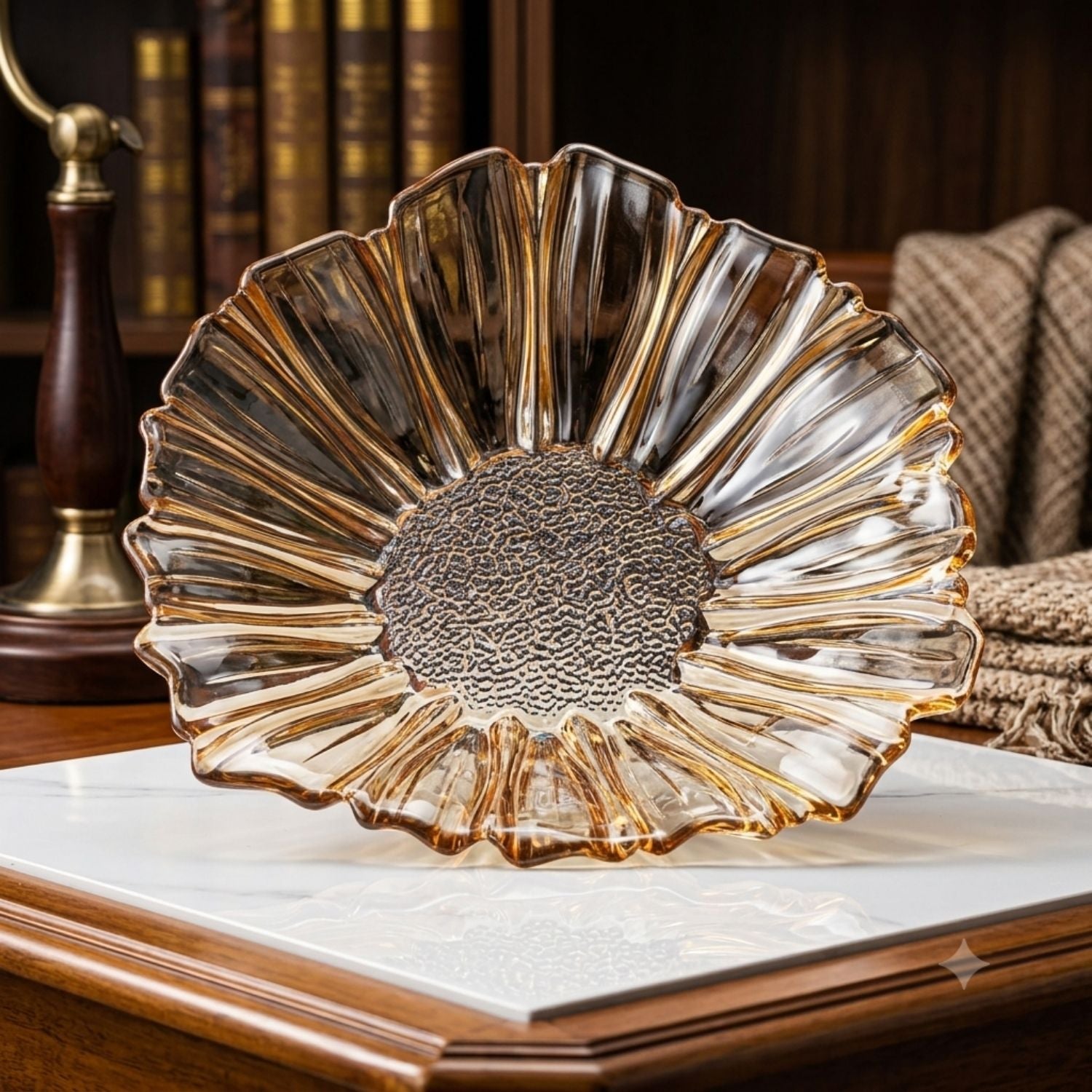 28cm Glass Flower Petal Fruit Bowl