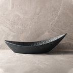 Boat Shaped Ceramic Fine Dine Bowl — Black & White