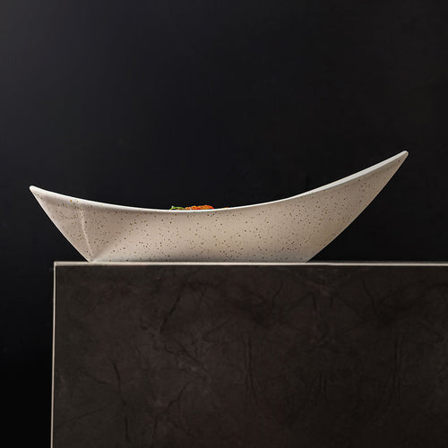 Boat Shaped Ceramic Fine Dine Bowl — Black & White