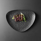 Matte Black Triangular Ceramic Fine Dine Plate