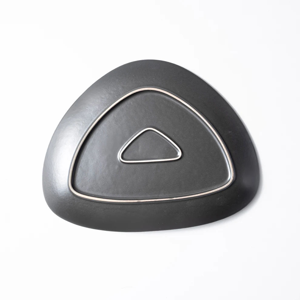 Matte Black Triangular Ceramic Fine Dine Plate