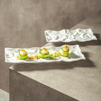 Crumple Texture Rectangle Ceramic Serving Fine Dine Tray