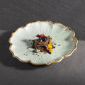 Lotus Flower Ceramic Fine Dine Dinner Plate — Brown & White