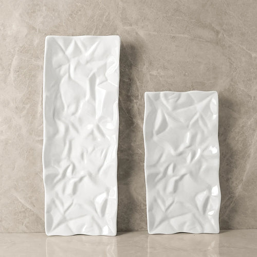Crumple Texture Rectangle Ceramic Serving Fine Dine Tray