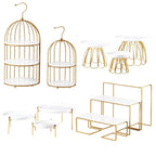Gold Metal Cake Stand & Display Set – Birdcage & Tiered Risers
