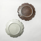 Lotus Flower Ceramic Fine Dine Dinner Plate — Brown & White