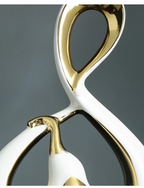White & Gold Abstract Ceramic Sculpture Set (Set of 2)