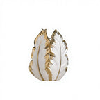 White & Gold Leaf Vase Set (Large & Small)