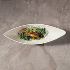 Boat Shaped Ceramic Fine Dine Bowl — Black & White