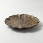 Lotus Flower Ceramic Fine Dine Dinner Plate — Brown & White