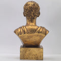 Roman emperor bust sculpture - back view showing detailed hair and toga drape