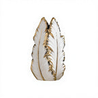 White & Gold Leaf Vase Set (Large & Small)