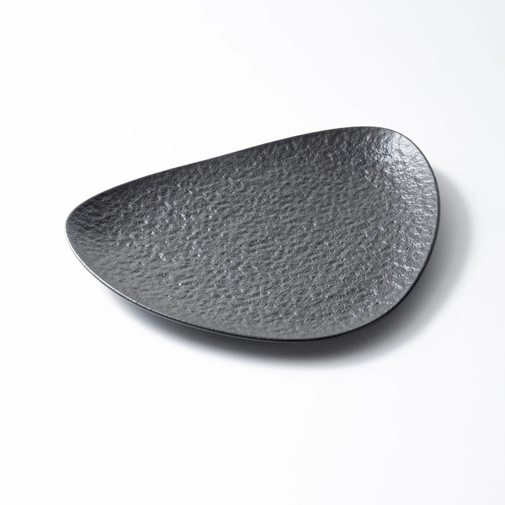 Matte Black Triangular Ceramic Fine Dine Plate