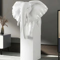 Large White Elephant Floor Sculpture on Pedestal
