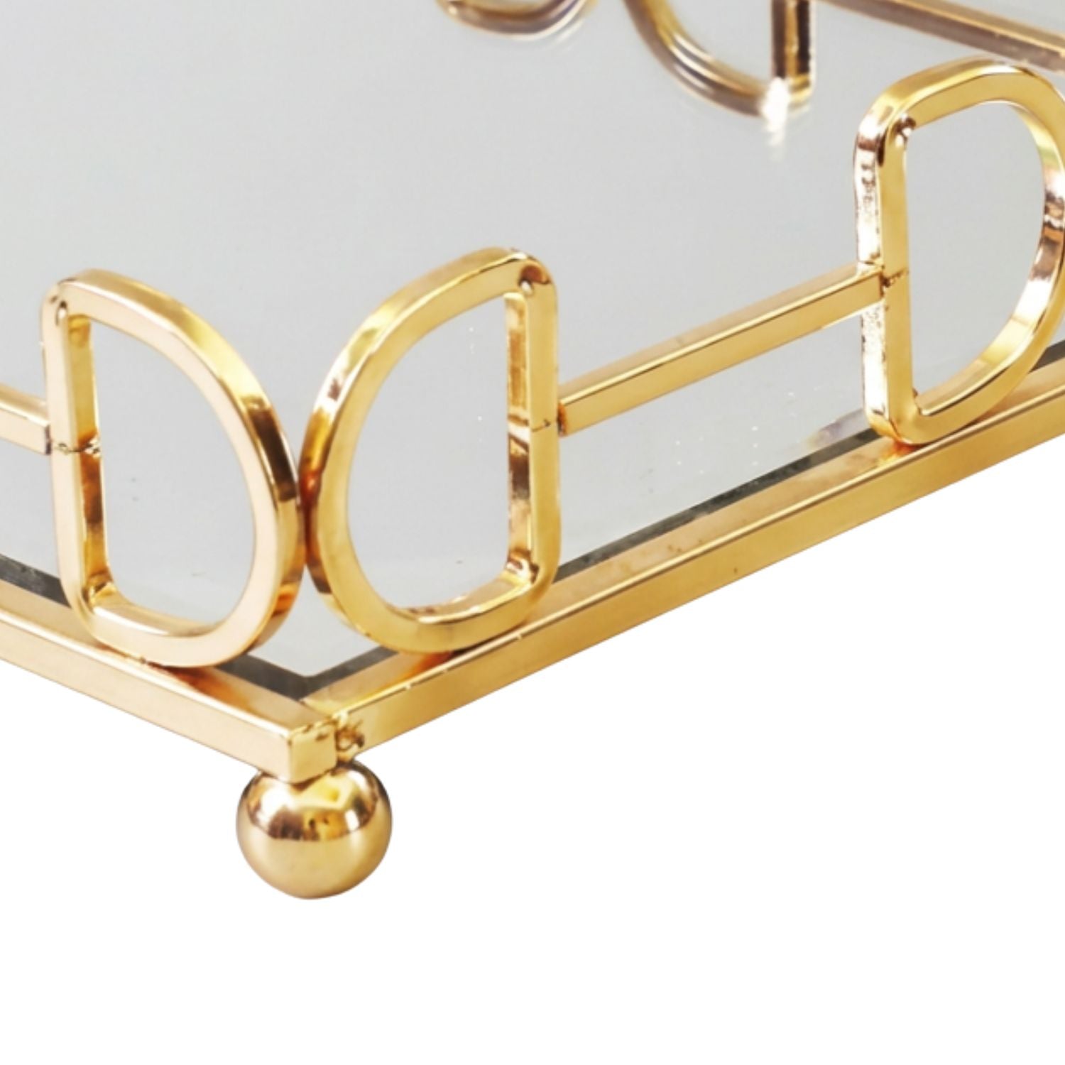 35cm Rectangular Golden Mirror Decorative Vanity Tray