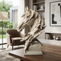 Horse Head Bust Sculpture Stone White Classical Equestrian Figurine