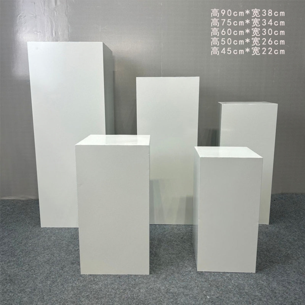 Set of 5 White MDF Display Plinth Stands for Events & Shops