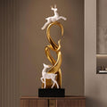 Large Golden Deer Tower Sculpture Two Deer Figurine