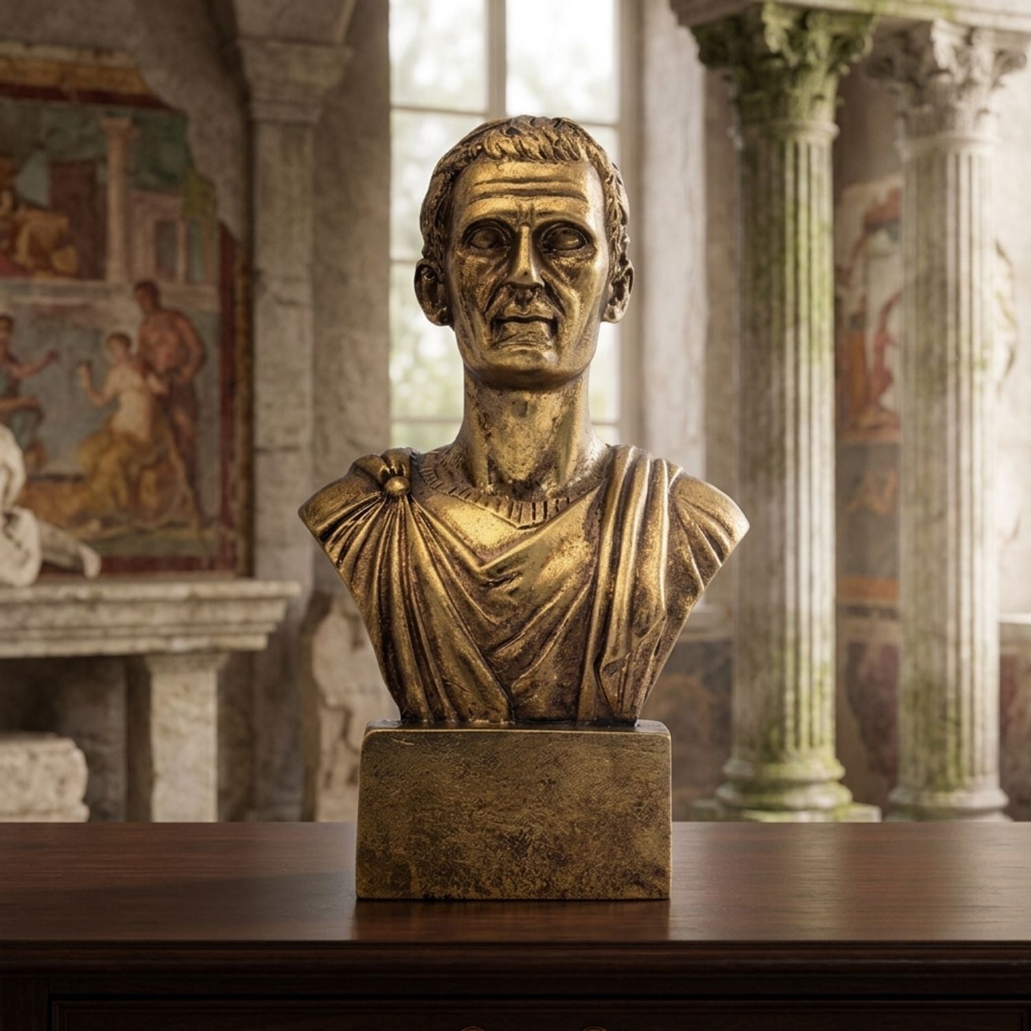 Roman Emperor Sculpture Golden Classical Figurine