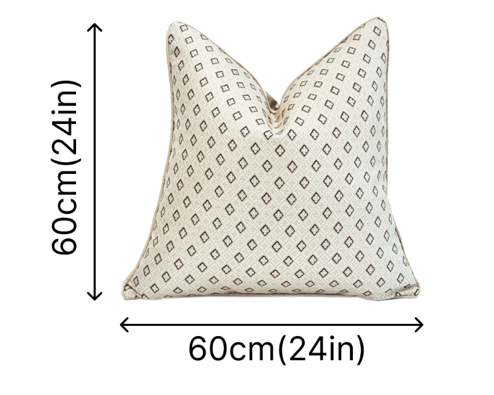 Beige patterned 60 x 60 cm filled cushion front view
