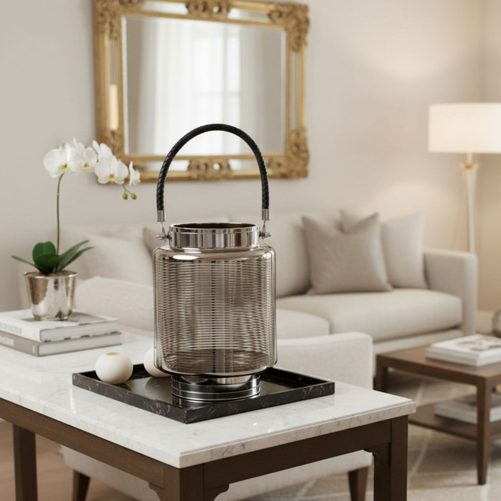 Stainless Steel Stripe Lantern for Home Livingroom
