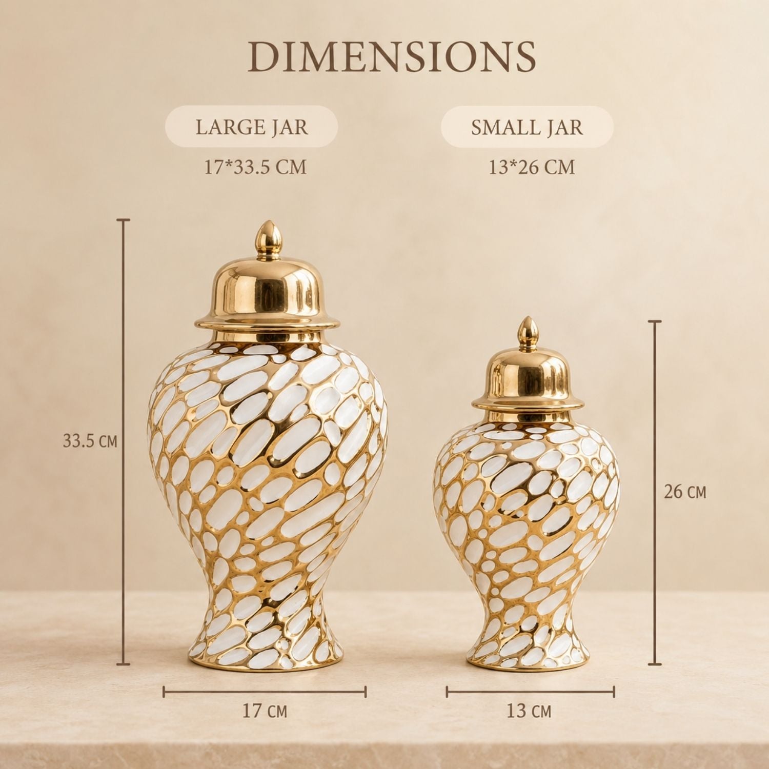 Gold & White Mosaic Ginger Jar Vase With Lid