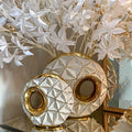 Dimensions of the small and large white and gold geometric vases