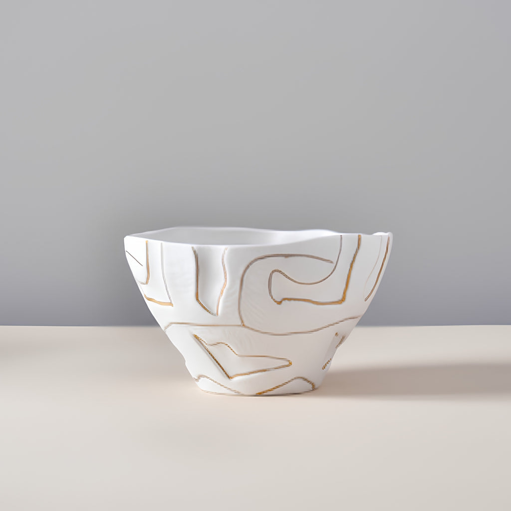 White abstract tall sculptural vase