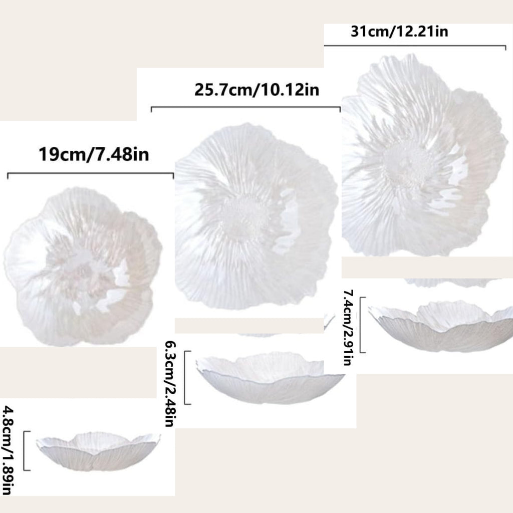 Close view of a translucent fluted crystal glass fruit plate