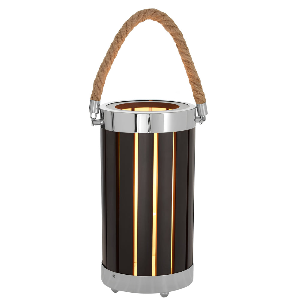 Jabier Black Lantern Table Lamp - front view unlit