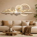 Luxury Gold LED Mountain Watterfall Landscape Wall Clock