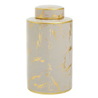 Cream & Gold Marble Ceramic Lidded Jar