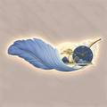 Luxury Blue Feather LED Wall Clock