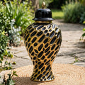Mosaic  Ceramic Ginger Jar With Lid Black & Gold
