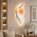 Luxury White Feather LED Wall Clock with Sunset Dial