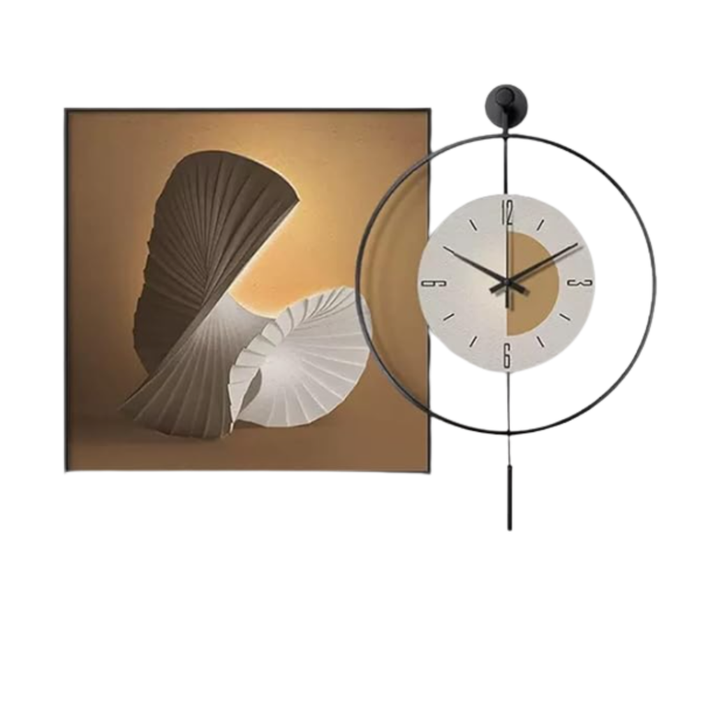 Luxury Abstract Art Canvas Wall Clock with Pendulum - product view