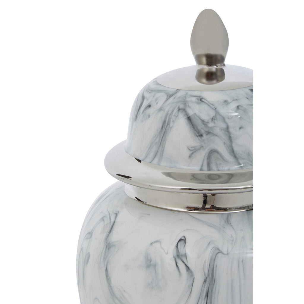 Marmo Marble Effect Ceramic Ginger Jar Large - white background front