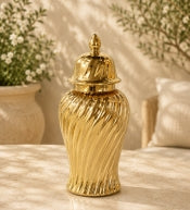 Gold Swirl Ceramic Ginger Jar With Lid – Set of 3 Sizes