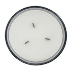 White Cotton candle top-down view showing three wood wicks in white wax