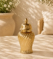 Gold Swirl Ceramic Ginger Jar With Lid – Set of 3 Sizes