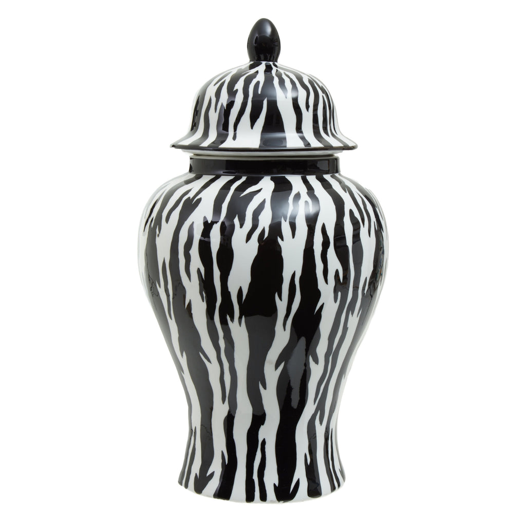 Black & White Zebra Print Ceramic Ginger Jar