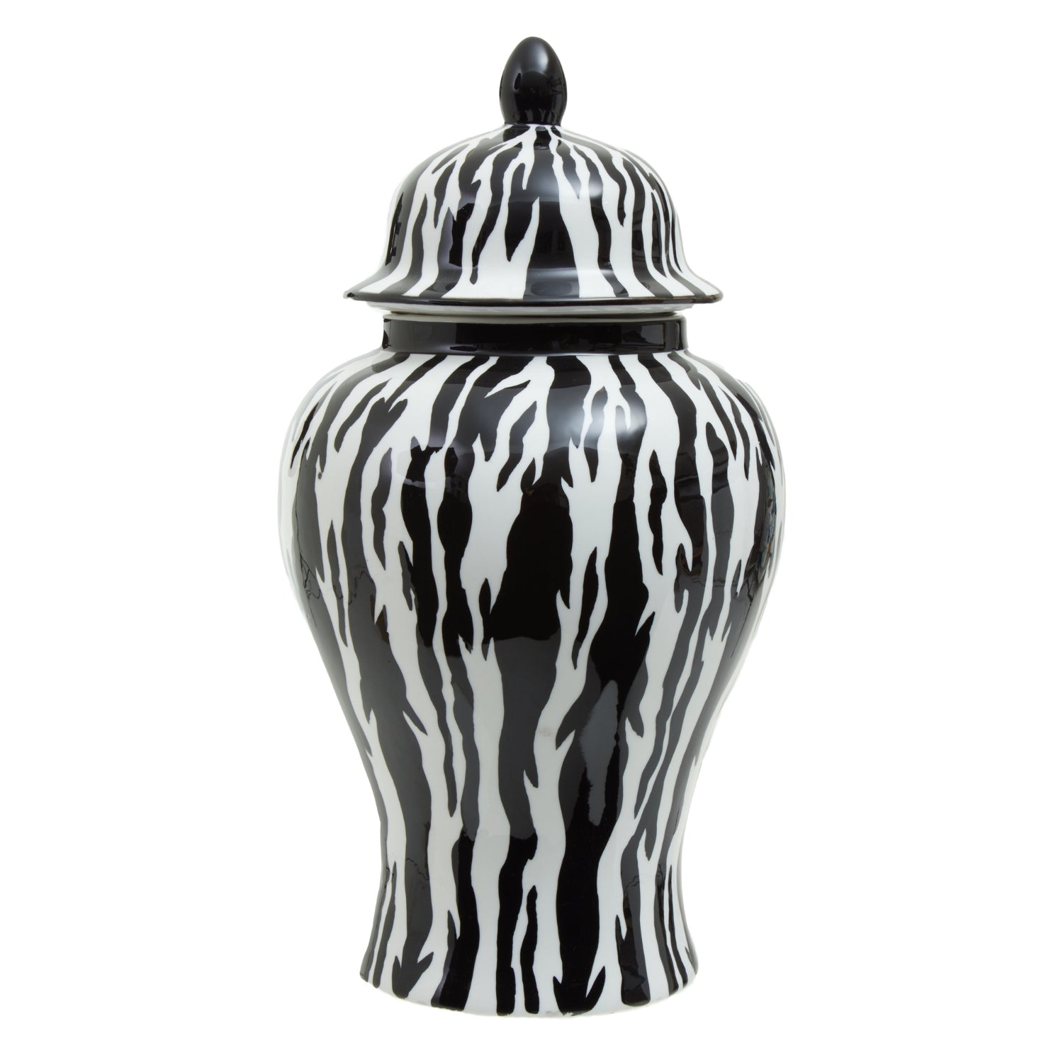 Black & White Zebra Print Ceramic Ginger Jar