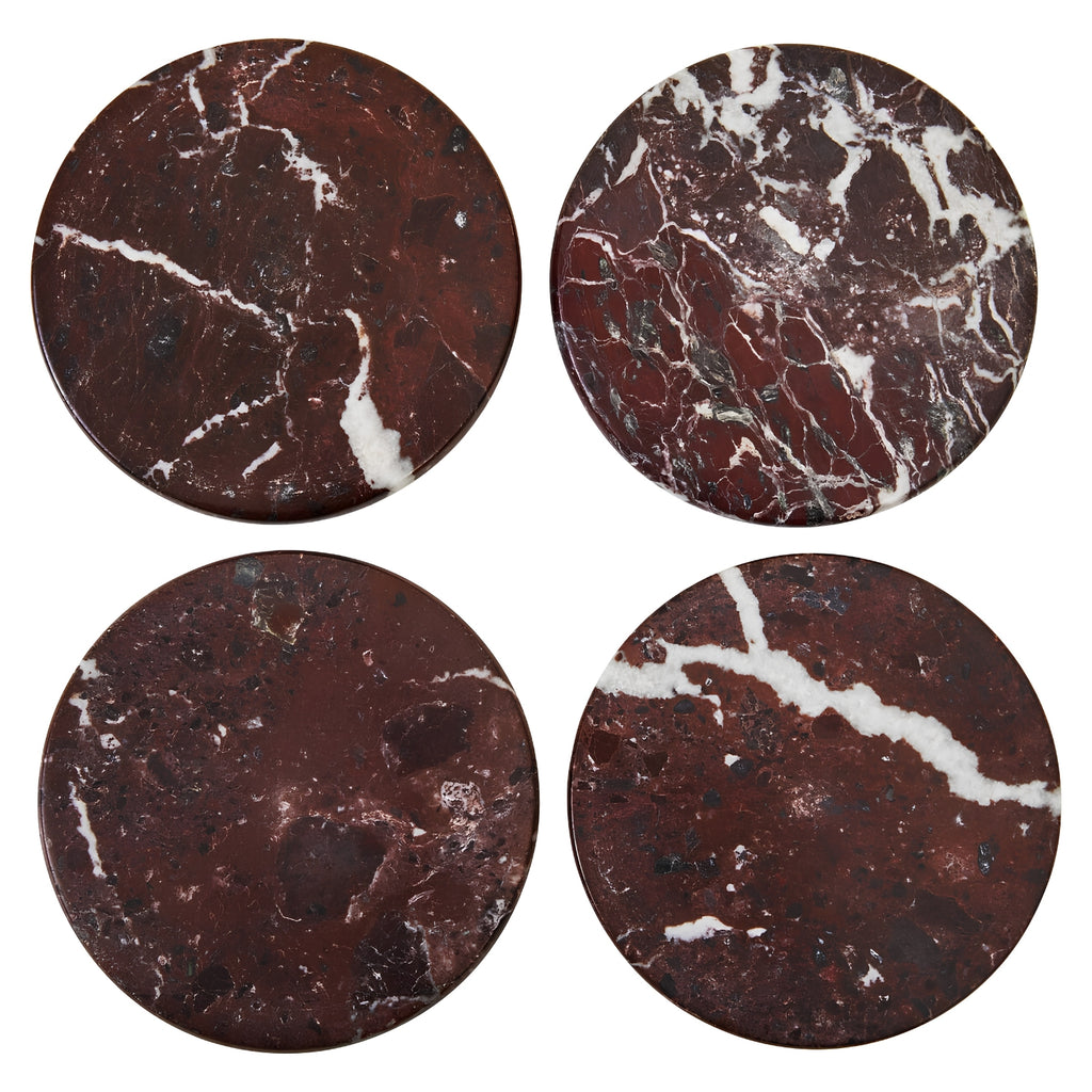 Salmo Red Marble Coasters - top view close up