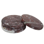 Salmo Red Marble Coasters - lifestyle with wine glass