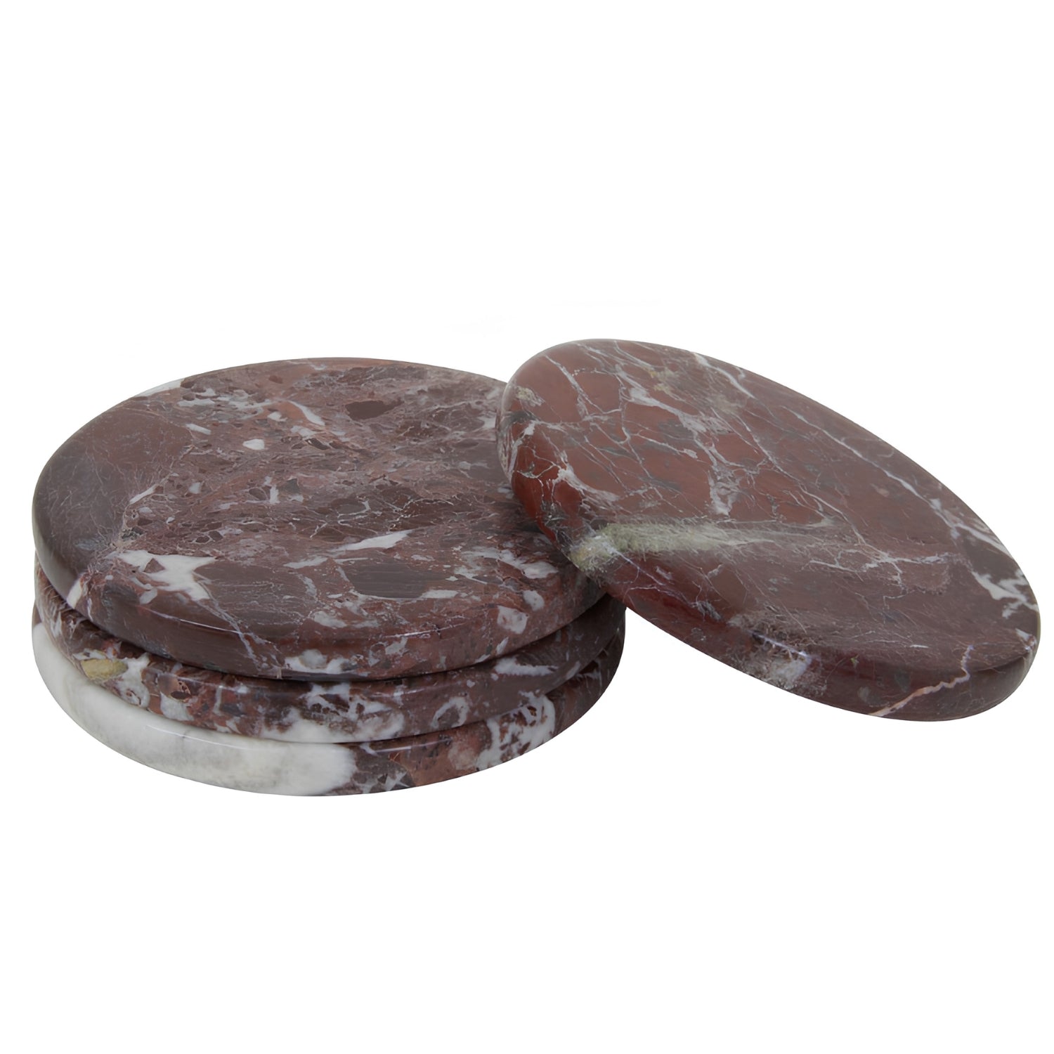 Salmo Red Marble Coasters - lifestyle with wine glass