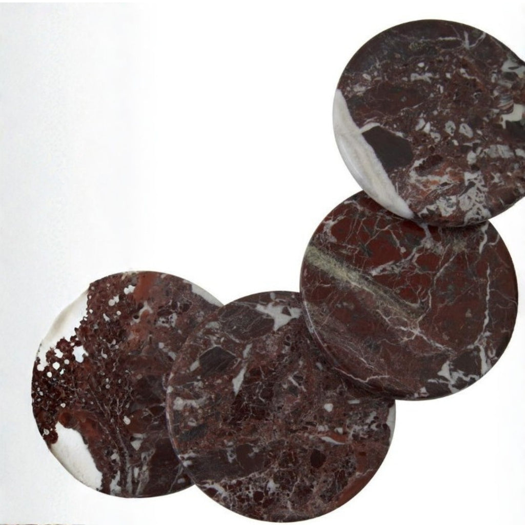Salmo Red Marble Coasters - set of four stacked