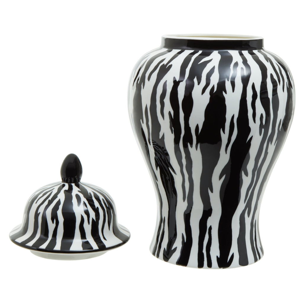 Black & White Zebra Print Ceramic Ginger Jar