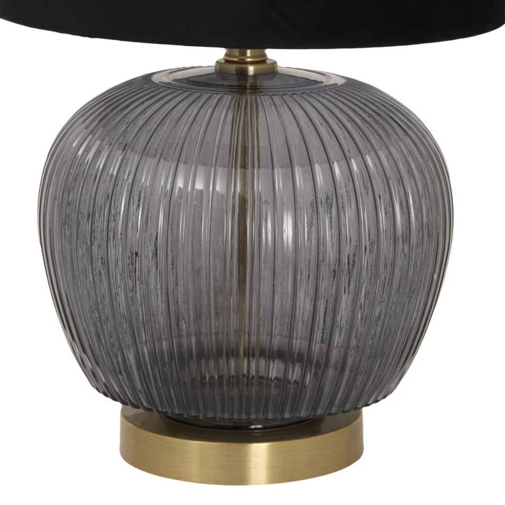 Close-up of the Luxton table lamp black shade and metallic finial